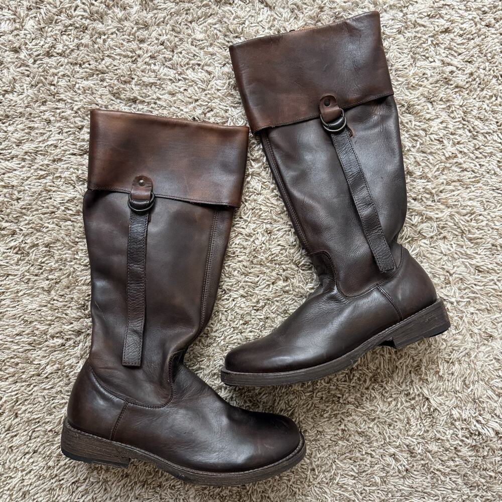 Bed Stu Cobbler Series Riding Boots Brown Teak Leather High Calf Women’s Size 8